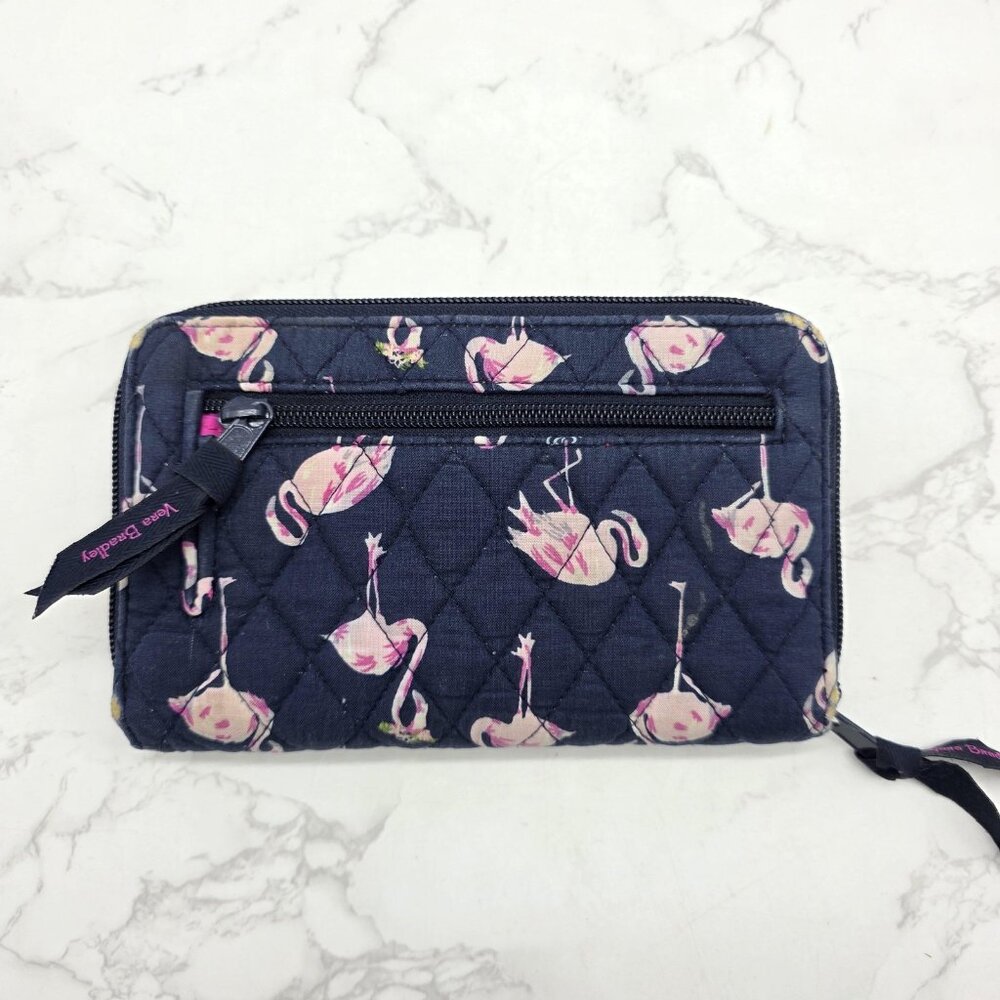 Vera Bradley Crossbody Bag Blue Flamingo Fiesta Quilted Purse and Wallet Hipster - Picture 9 of 16